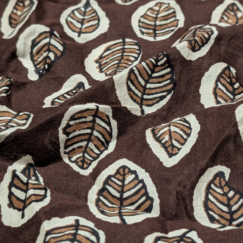 Lauren Ralph Lauren 2X Cotton Leaf Print Tunic Top Brown Boho Plus Size EUC - Picture 3 of 8